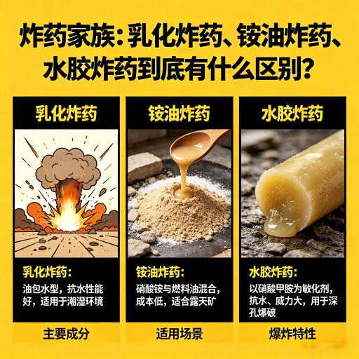 高埗镇炸药家族：乳化炸药、铵油炸药、水胶炸药到底有什么区别？